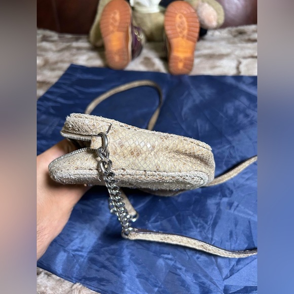 Michael Kors Mini Crossbody Bag Chain Strap Black Snake Print Purse - Picture 11 of 12